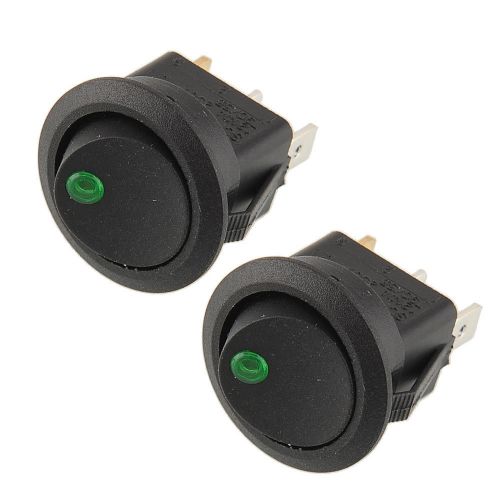 2pcs Green LED Lighted Dot Round Rocker Switch 3Pin 19mm Car Boat Vehicle