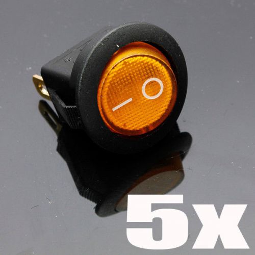 5x 12v 16a car boat truck led dot light rocker on-off toggle spst switch yellow for sale
