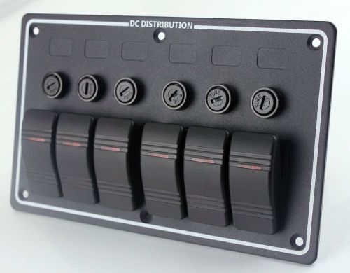NEW 6 Gang DC 12V LED Rocker Car Boat Switch Panel Inbuilt Auto Fuses For Car