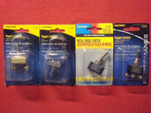 4 ASSORTED CALTERM METAL TOGGLE ROCKER SWITCHES AC-DC MOTOR RATED brass nickel
