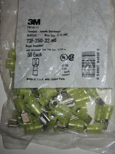 NEW 3M 94830 Nylon Insulated Female Disconnect Terminal 12-10 AWG 50 Pack