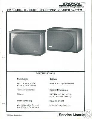 Bose 2.2 Series 2 Series II ORIGINAL Service Manual