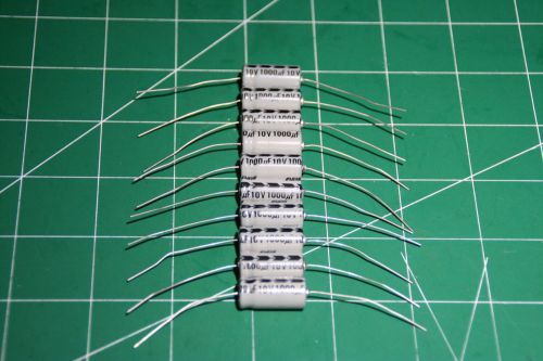 1000uF 10V Axial Capacitors - lot of 10 - ADI Brand -  Tested