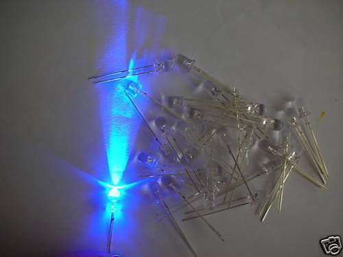 200,BLUE 5mm 8000-10000mcd Super Bright Water Clear LED