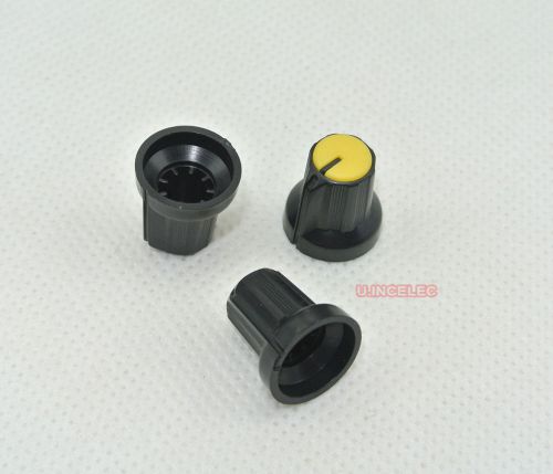 20pcs KNOB Pointer,Plastic Black-Yellow,for 6mm shaft Pot