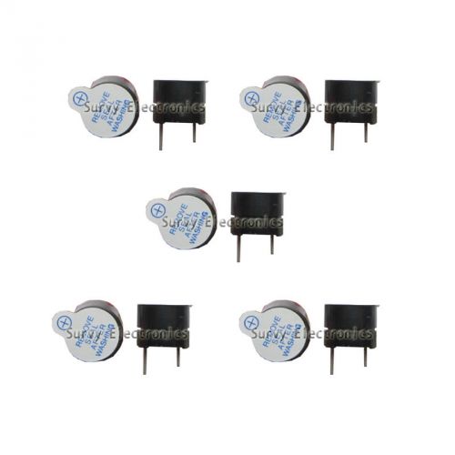 5 pcs active buzzer magnetic long continous beep tone alarm ringer 12mm 5v new for sale