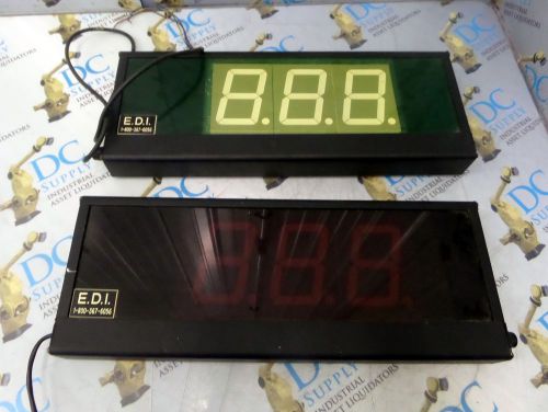 ELECTRONIC DISPLAY ED406-109-3D-N1-GN &amp; ED406-109-3D-N1 3 DIGIT DISPLAY LOT OF 2