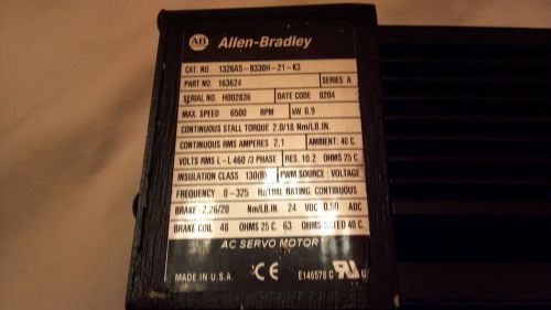 Allen Bradley AC Servo  1326AS-B330H-21-K3 460V 6500rpm 0.9kw