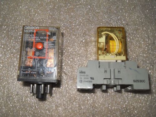 (Q13-3) 1 LOT OF 2 USED OMRON &amp; IDEC MK2P-S-AC250 &amp; RY4S-UL-AC120V RELAYS