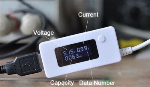 LCD USB Charger Battery Capacity Power Current Voltage Tester Meter White Case