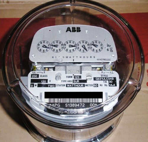 Abb, watthour meter (kwh) abs-5ur, form 12s, 200a, 120v, 5 lugs, 3 wire for sale