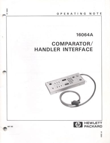HEWLETT PACKARD MANUAL - HP 16064A COMPARATOR HANDLER INTERFACE OPERATING NOTE