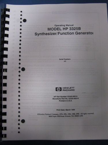 HP Model HP3325B Synthesizer / Function Generator Operating Manual