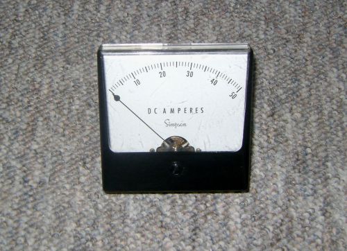 Vintage Simpson DC AMP gauge, steampunk, 0-50 AMP 3.5&#034; x 3.5&#034;