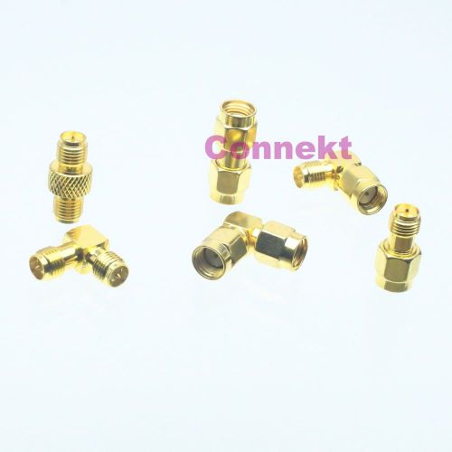 6pcs/set RP-SMA male plug female jack kit 90°  in series RF adapter connector