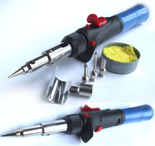 Butane gas soldering iron welding gun auto ignition torch lighter + sponge + tip for sale