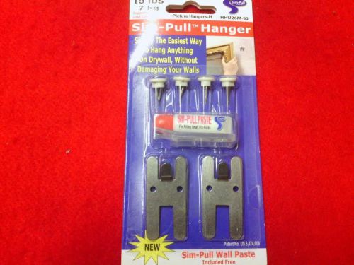 NEW 2 Piece SIM- PULL HANGER With Wall Paste Hanger Hook -S Load 15 lbs/7 kg NIP