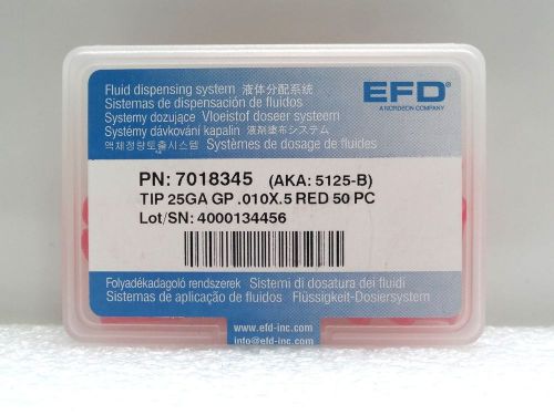 EFD FLUID DISPENSIN SYSTEMS PN:7018345 TIP 25GA .010 x .5 RED 50PC ~NIB~