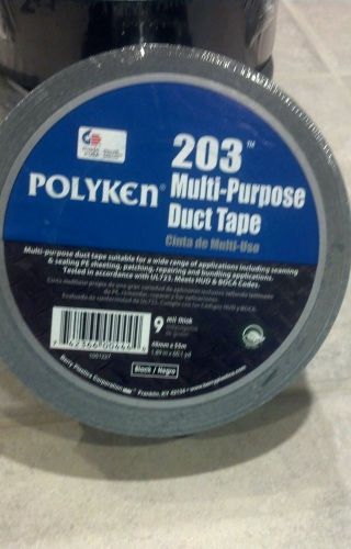 Qty (3) ROLLS Multi- Purpose Duct Tape Black 2&#034;x 60yds (48mm x 55m) -Polyken 203