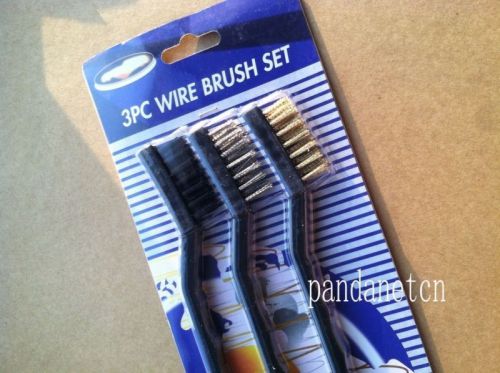 2sets mini wire brush plastic handle brass nylon stainless steel bristle new for sale