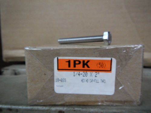 1/4 - 20 x 2 18-8ss stainless steel hex head cap bolts full thread 50 qty for sale