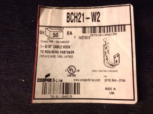 Cooper B-Line BCH21-W2 1-5/16&#034; Galvanized Cable Hook To Rod/wire Fastener