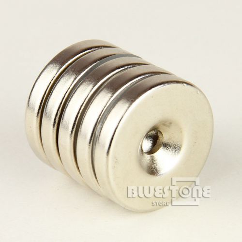 5Pcs Strong Magnets 30mm x 5mm Countersunk Hole: 5mm Rare Earth Neodymium N35