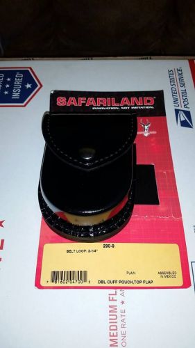 Safariland 290-9 black hi-gloss chrome snap flap double handcuff pouch for sale