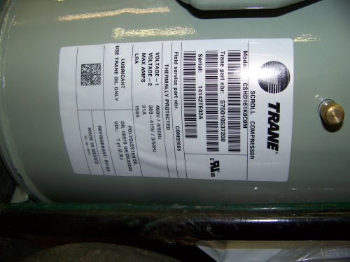 Trane scroll compressor 460 v 3 ph 60 hz r410a 15 ton #cshd161k0c0m for sale