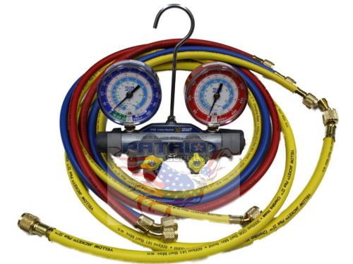 Yellow jacket 49987 titan™ 4-valve manifold with 60&#034; hoses r22/134a/404a - °f for sale