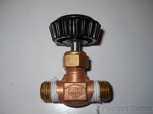 Used hoke 1/4&#034; male npt brass globe needle valve, 3000 psig, 3732m4b for sale