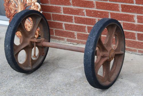 Antique Cast Iron RR Railroad Train Cart Steam Punk Wheels &amp; Axil Rutland VT