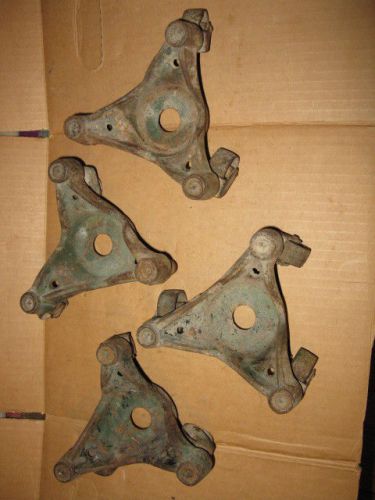 4 ANTIQUE PIANO STOVE CAST IRON 3 WHEEL DOLLIES STEAM PUNK INDUSTRIAL AGE