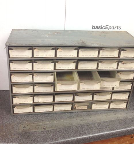 4    akro mills 36 drawer metal case USED