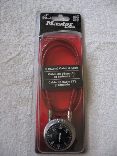 Master Combination Lock with 3 ft Cable for Bikes, Lawn Movers, Gas Grills. NEW