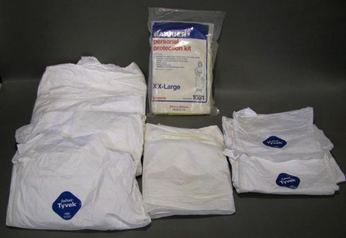 Lot of 8 White DuPont Tyvek Hooded Coverall Suits - 2 Mediums, 1 Large, 5 XLarge