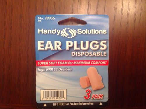 HANDY SOLUTIONS DISPOSABLE EAR PLUGS-3 TO A PACK