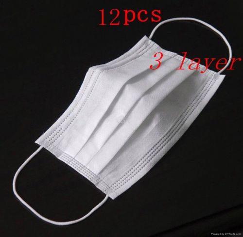 12 pcs/bag disposable masks 3 layers of non-woven filter free shipping for sale