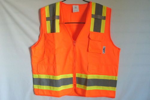 Size:LARGE. Safety Vest Orange neon ANSI APPROVED Mod. D01M16-OR-L TRUECREST