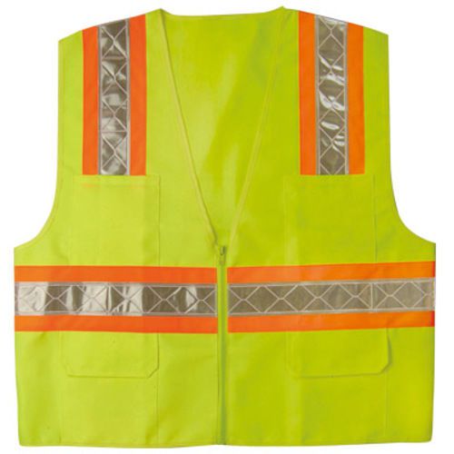 Reflective Safety Vest 3 Stripe - Yellow w/ Orange, Silver M-4XL Sizes