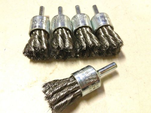 5 NEW USA 3/4&#034; X 1/4&#034; KNOTTED END BRUSHES STRAIGHT CUP