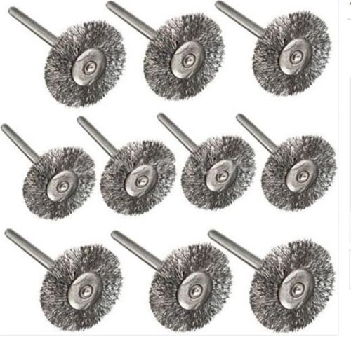 10X Steel Wire Wheel Brushes 3mm Shank Clean for Dremel Rotary Tools Cleaning