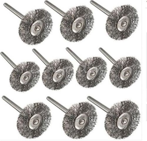 10X Steel Wire Wheel Brushes 3mm Shank Clean for Dremel Rotary Tools Cleaning