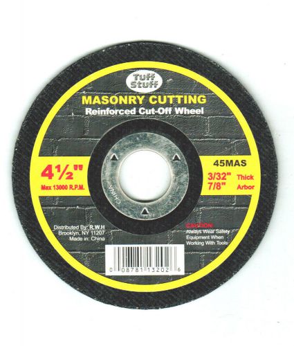 Masonry cutting reinforced cut-off wheel 4-1/2&#034; x 3/32&#034;, 7/8&#034; arbor for sale