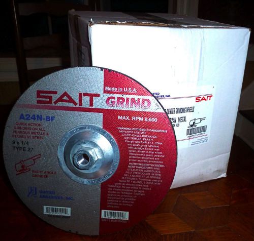 10 SAIT METAL GRIND CUTTING WHEEL DISK w HUB, 9&#034;x1/4&#034;x 5/8&#034;-11 20095/20091, NIB