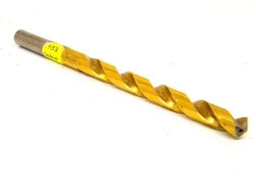 Used guhring .433&#034; tin coated straight shank coolant twist drill hss for sale