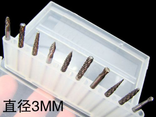 10x 3mm hard tungsten steel alloy rotary file grinding nail drill bits with wear for sale
