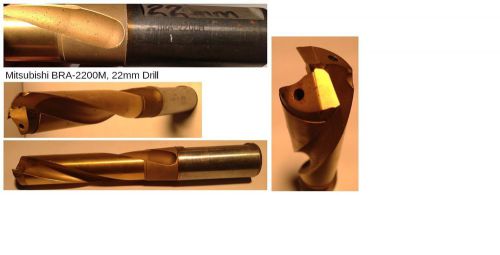 Mitsubishi  22mm Drill BRA-2200M, Carbide tip TiN coating, factory reconditioned