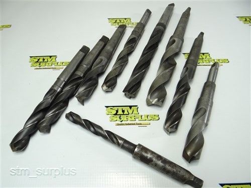 NICE LOT OF 9 HSS TAPER SHANK TWIST DRILLS 31/64&#034; TO 1&#034; WITH 2MT UNION NATIONAL