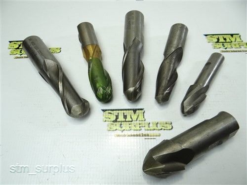 NICE LOT OF 6 HSS STRAIGHT SHANK BALL NOSE SINGLE END MILLS 7/8&#034; TO 1-1/4&#034; MORSE